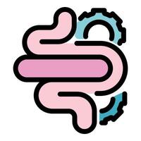 Human intestines working with cogwheels icon vector illustration