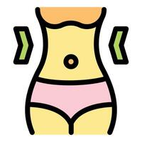Woman body showing weight loss progress with arrows vector