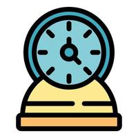 Round table clock showing time passing by vector