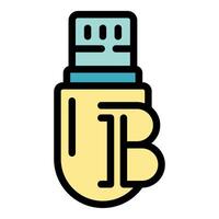 Hardware wallet storing one bitcoin cryptocurrency for secure offline transactions vector