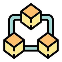 Blockchain network connecting cubes in decentralized system vector