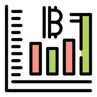 Bitcoin cryptocurrency value increasing shown on bar chart vector