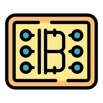 Electronic circuit board with resistors and letter b for bitcoin mining icon vector