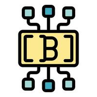 Bitcoin network connecting with multiple devices icon vector illustration