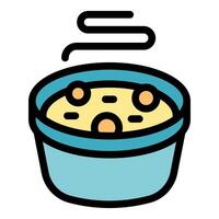 Steaming hot bowl of chickpea curry is being served for dinner vector
