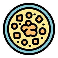 Bowl of chickpea soup with vegetables and spices icon vector