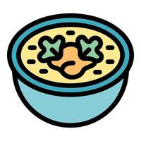 Bowl of soup with vegetables and broth being served for dinner vector