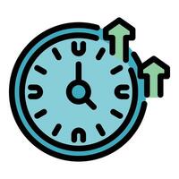 Clock with up arrows representing time management concept vector