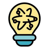 Light bulb with atom representing scientific idea icon vector