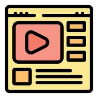 Video player showing on website interface for online streaming vector