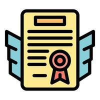 Official document with wings representing freedom and success vector