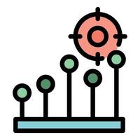 Target market increasing business graph with target symbol over a growing chart vector