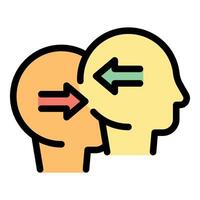 Two people exchanging thoughts and ideas with arrows pointing opposite directions vector