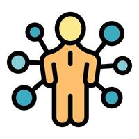 Businessman standing with connected circles representing global business network vector