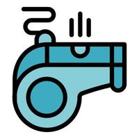 Blue whistle blowing making loud sound icon vector