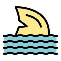 Shark fin emerging from water surface icon illustration vector
