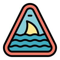 Shark attack warning sign indicating danger in water vector