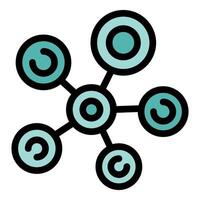Network hub connecting five nodes with lines and circles vector