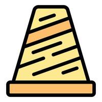 Yellow traffic cone standing up with stripes detailing vector