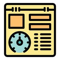 Project management app interface with clock showing time tracking feature vector