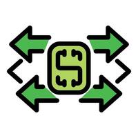 Money transferring with arrows pointing to the center vector
