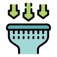 Sorting data through filter funnel receiving information flow vector