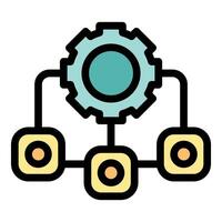 Gear connecting data blocks representing business process automation vector