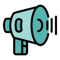 Megaphone making announcement icon with sound waves vector