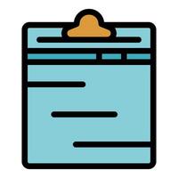 Clipboard with blank paper showing lines for writing notes vector