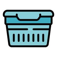 Empty laundry basket with handles for clothes washing vector