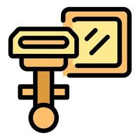 Handheld barcode scanner reading code from box label vector