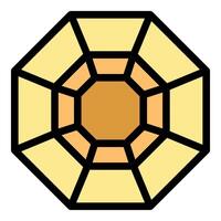 Yellow octagon cut diamond with facets shining brightly vector