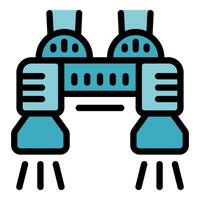 Futuristic spaceship engine activating thrusters for takeoff vector