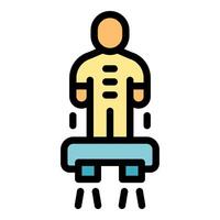 Man flying using modern personal transport platform icon vector