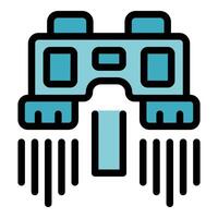 Futuristic spaceship flying with burning engines icon vector