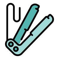 Multitool pliers holding a paperclip in minimalist style icon illustration vector