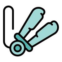 Hair straightener icon showing styling tool with power cord vector