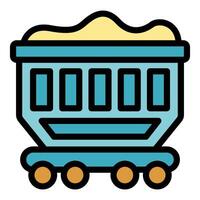 Mining cart carrying raw material on wheels vector
