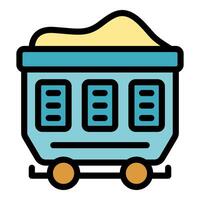 Full mining trolley delivering coal from mine vector