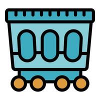Mining cart moving on wheels through tunnel icon vector