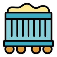 Mining cart carrying coal moving on rails icon vector