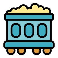Full mining cart moving on the rails icon vector outline