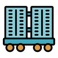 Server rack cart being moved for maintenance icon vector
