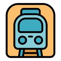 Modern subway train arriving at platform icon vector