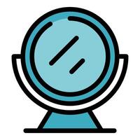 Round desktop mirror for applying makeup on vanity table vector