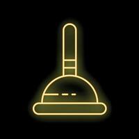 Glowing neon line rubber plunger icon isolated on black background vector illustration