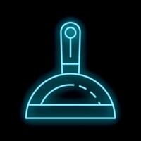 Blue glowing neon line dustpan icon isolated on black background vector
