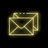 Neon mail icon glowing on black background vector