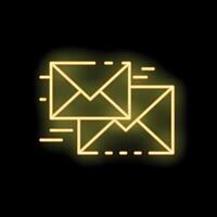 Neon mail envelopes glowing on dark background vector