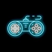 Neon sign representing a vintage game controller for gaming or entertainment vector